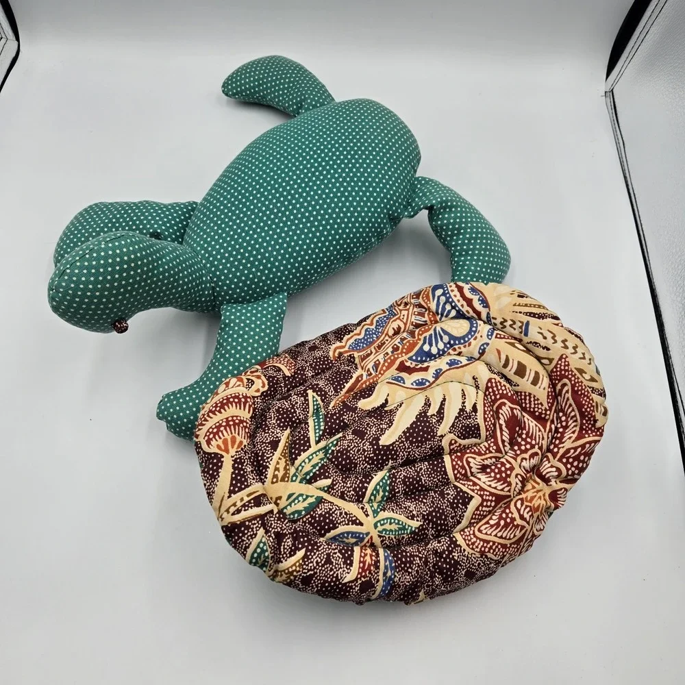Vtg Handmade Sea Turtle Plush Toy Quilted Removable Shell‎ Cottagecore Country